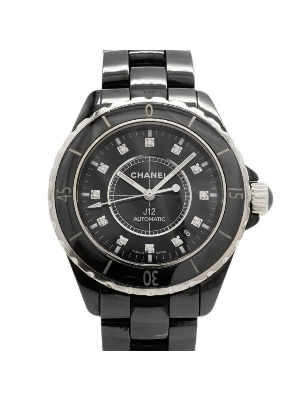 Chanel Diamond Black Dial Watch